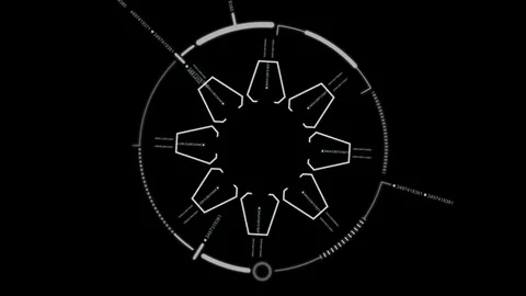 Hi Tech User Interface Head Up Display Motion Elements Center Core Stock Footage 80562658