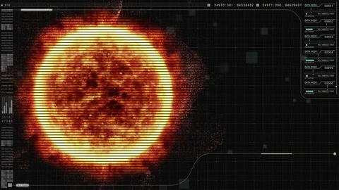 Hi Tech User Interface Head Up DisplaySun Solar Flare Particles Stock Footage 81036061