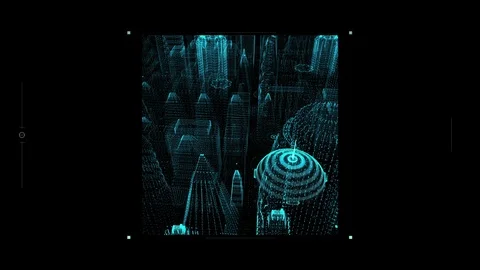 Hi Tech User Interface Head Up Display Digital Cityscape Stock Footage 88437611