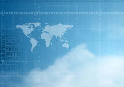 Hi-tech vector background in cloudy sky Stock Illustration