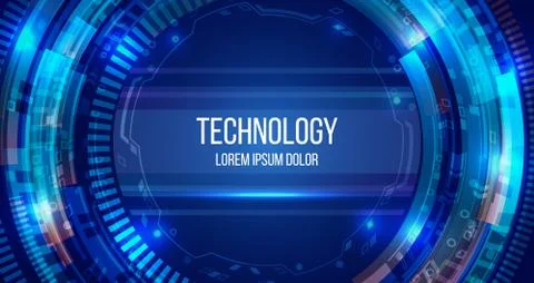 Hi-tech vector illustration with various technology elements. Digital interne Illustrazione stock