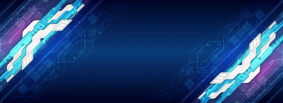 Hi-tech vector illustration with various technology elements. Wide Digital co Illustrazione stock
