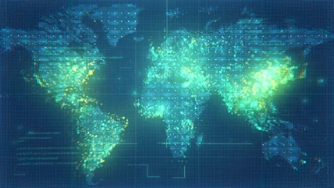 Hi Tech World Map Stock Footage 295681531