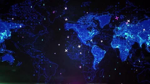 Hi Tech World Map Video stock 296474034