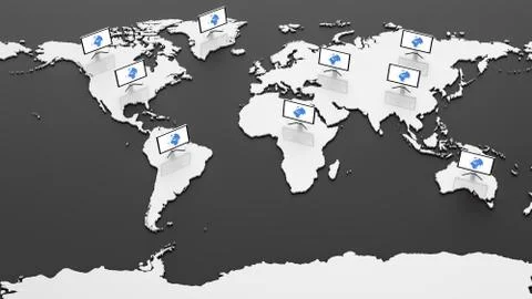 Hi-Tech World Map Stock Illustration