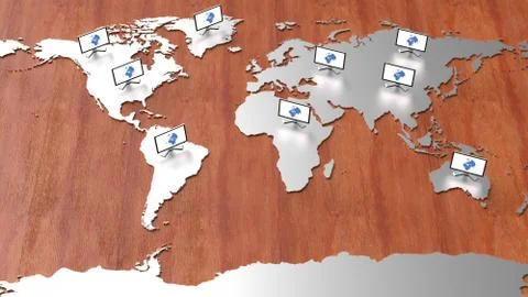 Hi-Tech World Map Stock Illustration