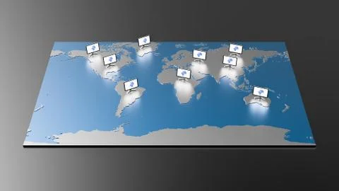 Hi-Tech World Map Stock Photos