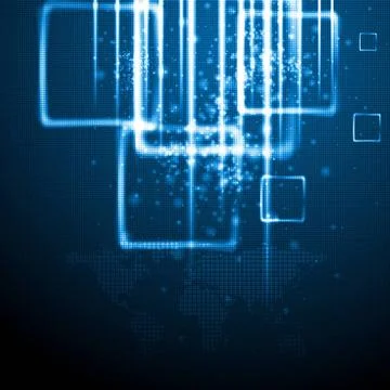 Hi-tech world map vector design Dark blue technology background. Vector ca... Stock Photos