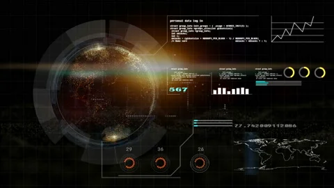 Hi technology interface, 4K footage hud global interface and technology, abst Stock Footage 148751846