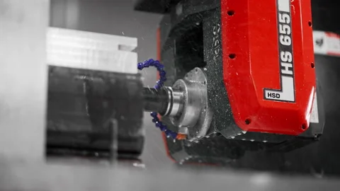 The hi-technology machining concept. Operation of CNC milling machine Stock Footage 166458248