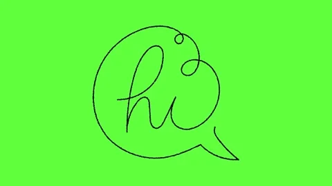 Hi Text Speech Bubble Single Line Animation Stock Footage 322103960