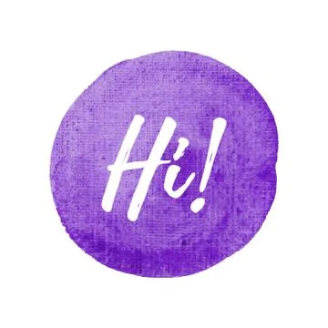 Hi vector on hand drawn violet watercolor background illustration Stock Illustration