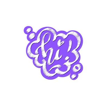 Hi word speech bubble icon symbol. Web design. Sticker design. Hand drawn vec Stock Illustration