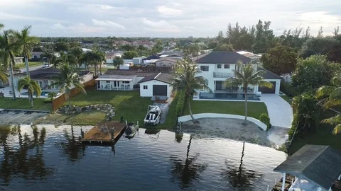 Hialeah 2, m09 beautiful lake view homes Stock Footage 101032996