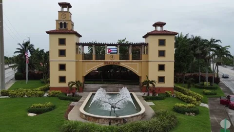 Hialeah Florida sign 2021 with cuban flag Stock Footage 158942053