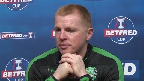 Hibernian 2-4 Celtic: Neil Lennon press conference Stock Footage 148648992