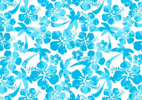 Hibiscus and palm tree in a repeat pattern Illustrazione stock