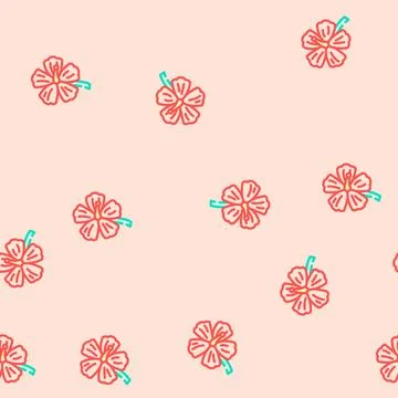 Hibiscus ayurvedic herb vector seamless pattern Stock Illustration