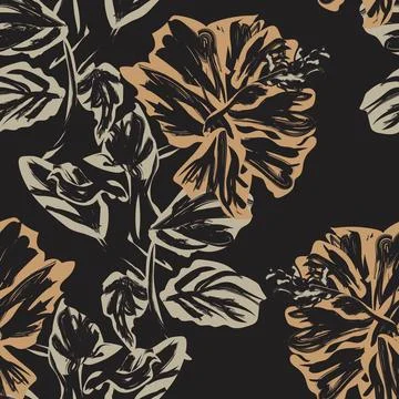 Hibiscus Floral seamless pattern design Stock Illustration