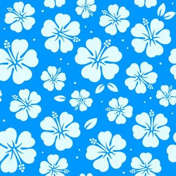 Hibiscus flower blue seamless pattern Stock Illustration