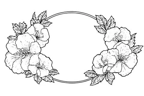 Hibiscus flower border hand drawn ink sketch. Engraved style vector illustration 스톡 일러스트