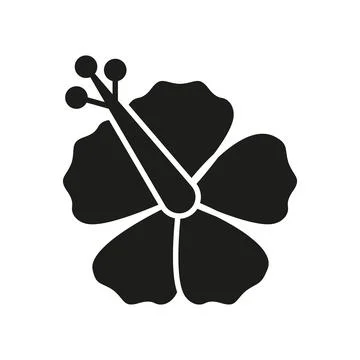 Hibiscus flower icon, a stunning vector graphic showcasing intricate petal .. Stock Illustration