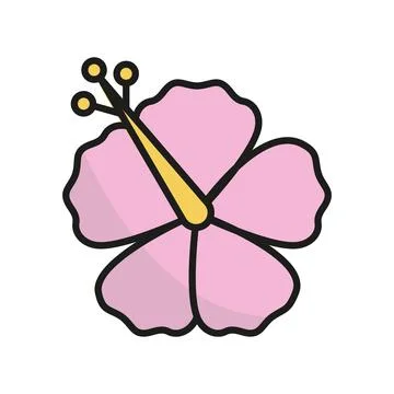 Hibiscus flower icon, a stunning vector graphic showcasing intricate petal .. Illustrazione stock