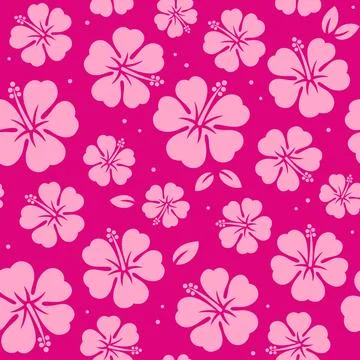 Hibiscus flower pink seamless pattern Stock Illustration