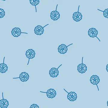 Hibiscus flower spring line vector seamless pattern 스톡 일러스트