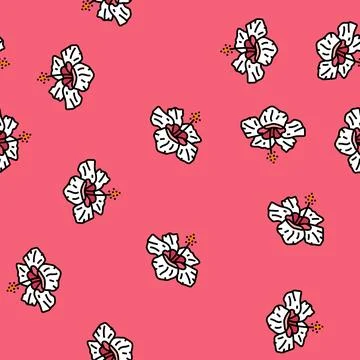 Hibiscus flower spring vector seamless pattern Stockillustratie