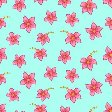 Hibiscus flowers seamless pattern. Vector illustration of a background of t.. Stock Illustration