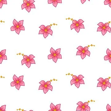 Hibiscus flowers seamless pattern. Vector illustration of a background of tro 스톡 일러스트