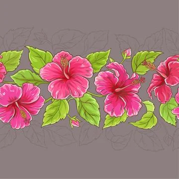 Hibiscus horizontal pattern Stock Illustration