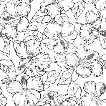 Hibiscus seamless pattern Stock Illustration