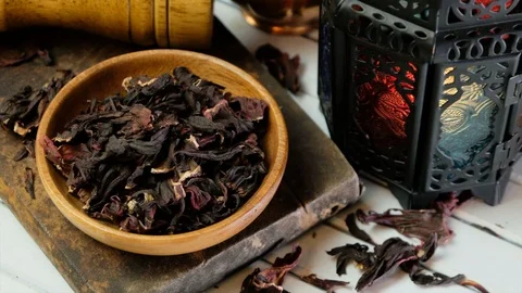 Hibiscus Tea Leaves Stock-Footage 95032699