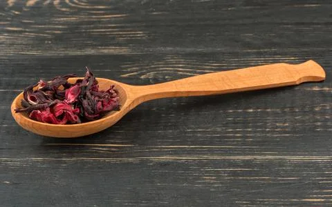 Hibiscus tea in spoon Stock Photos