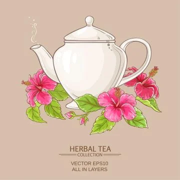 Hibiscus tea in teapot Illustrazione stock