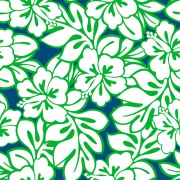 Hibiscus tropical leaves in a seamless pattern Stock Illustration