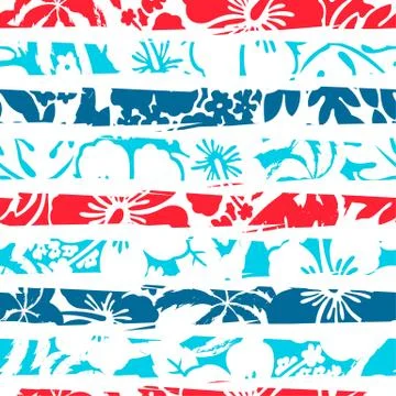 Hibiscus tropical stripe seamless pattern Stock Illustration