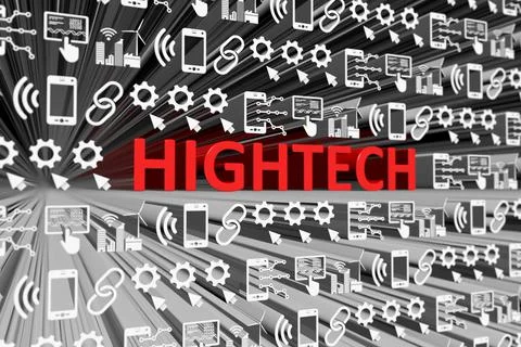 HICHTECH concept blurred background 3d render illustration Stock Illustration