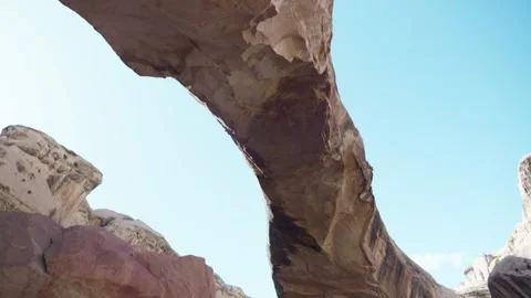 Hickman Bridge Arch – Underneath Trail Shot in Capitol Reef National Park Stock Footage 308980558
