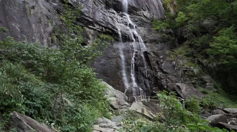 Hickory Nut Falls, Chimney Rock State Park, North Carolina 1080p Pan Up Stock Footage 42707400