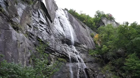 Hickory Nut Falls, Chimney Rock State Park, North Carolina 1080p Pan Down Stock Footage 42707405