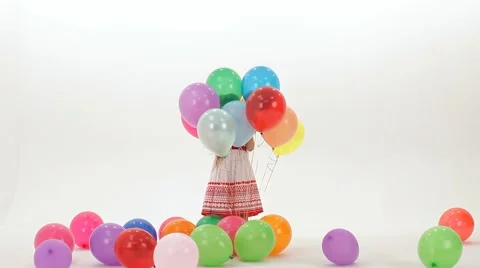 Hid Behind Balloons Stock Footage 52462763
