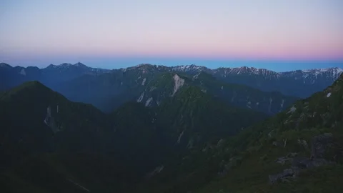 The Hida Mountain Range viewed from Harinoki Pass Stock Footage 341107692