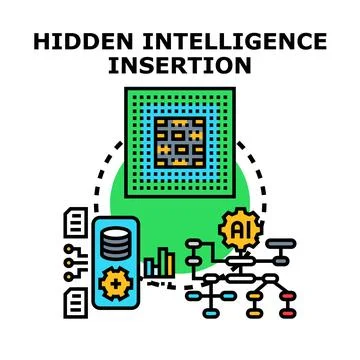 Hidden artificial intelligence processing data and algorithms Ilustración de archivo