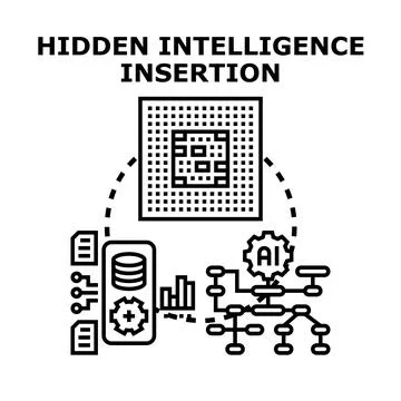 Hidden artificial intelligence processing data and algorithms Ilustración de archivo