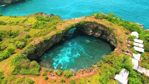 Hidden beach in the ocean , beach in the hole near sea Stock Footage 252435653