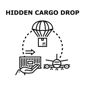 Hidden cargo delivering container with airplane dropping package Stock Illustration