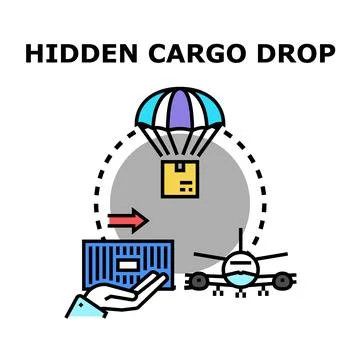 Hidden cargo delivering container with airplane dropping package Stock Illustration